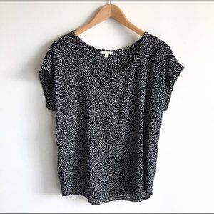 Pleione Black & White Short Sleeve Blouse Classic